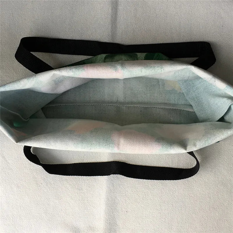 Floral Cat Linen Tote Bag
