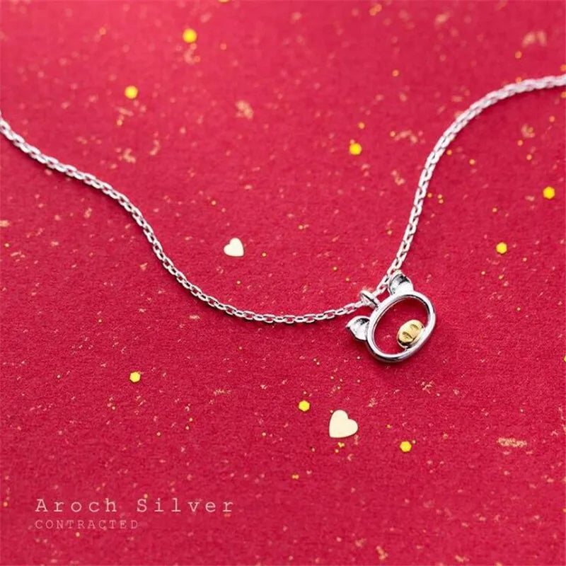 Cute Piglet Sterling Silver Necklace
