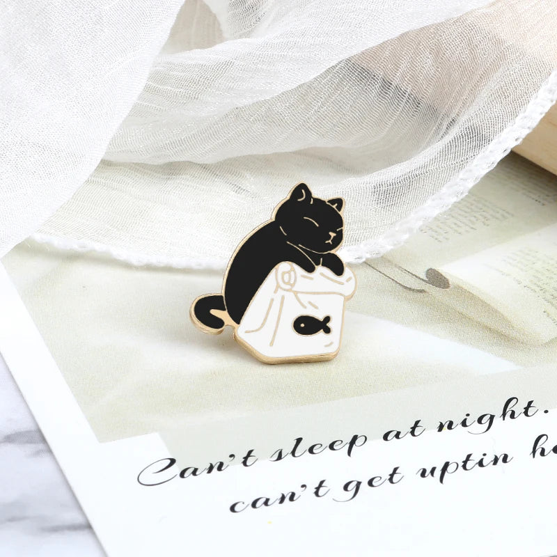 Black & White Cat Enamel Pin