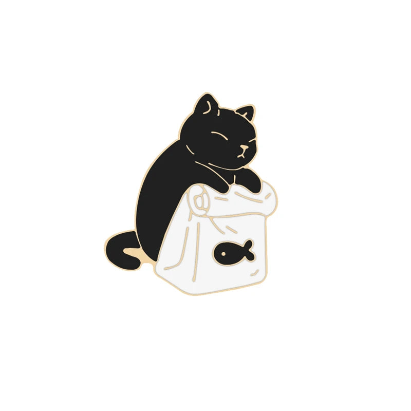 Black & White Cat Enamel Pin