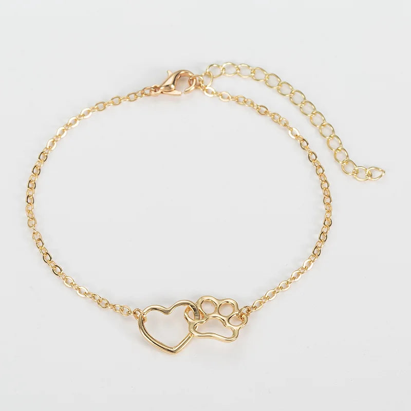 Hollow Heart Dog Paw Bracelet