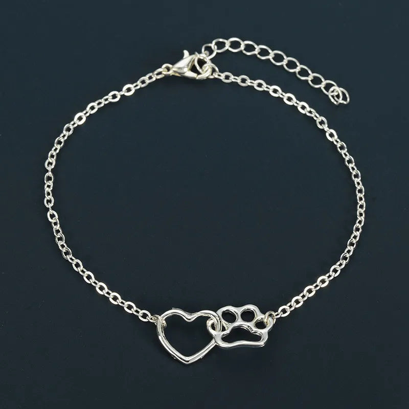 Hollow Heart Dog Paw Bracelet