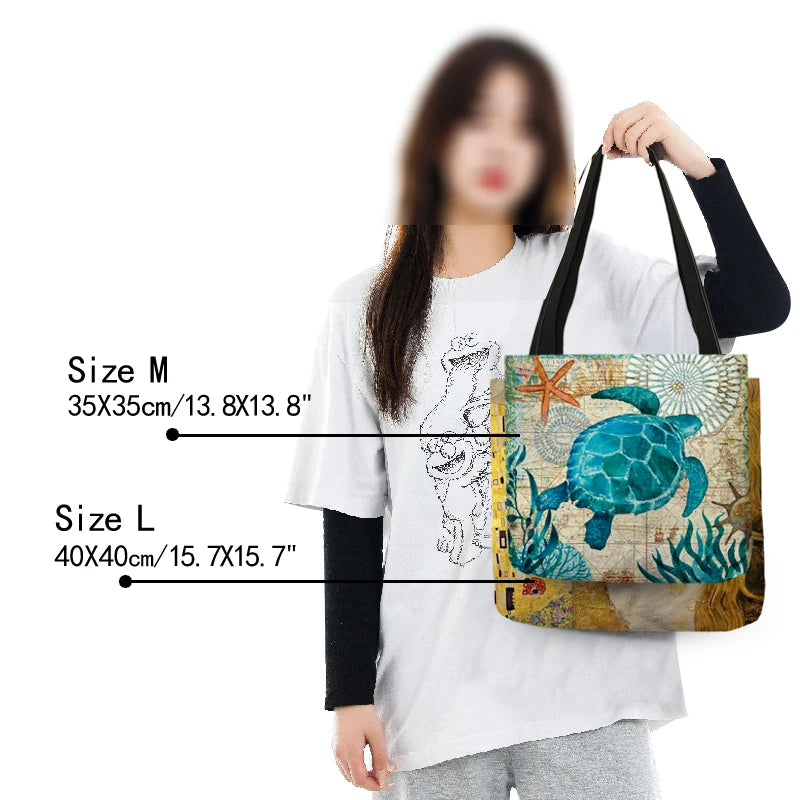 Floral Cat Linen Tote Bag
