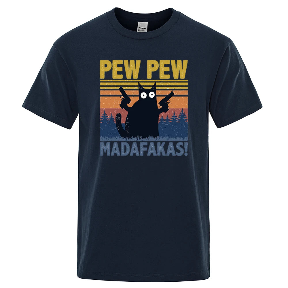 Pew Pew Madafakas" Cat T-Shirt