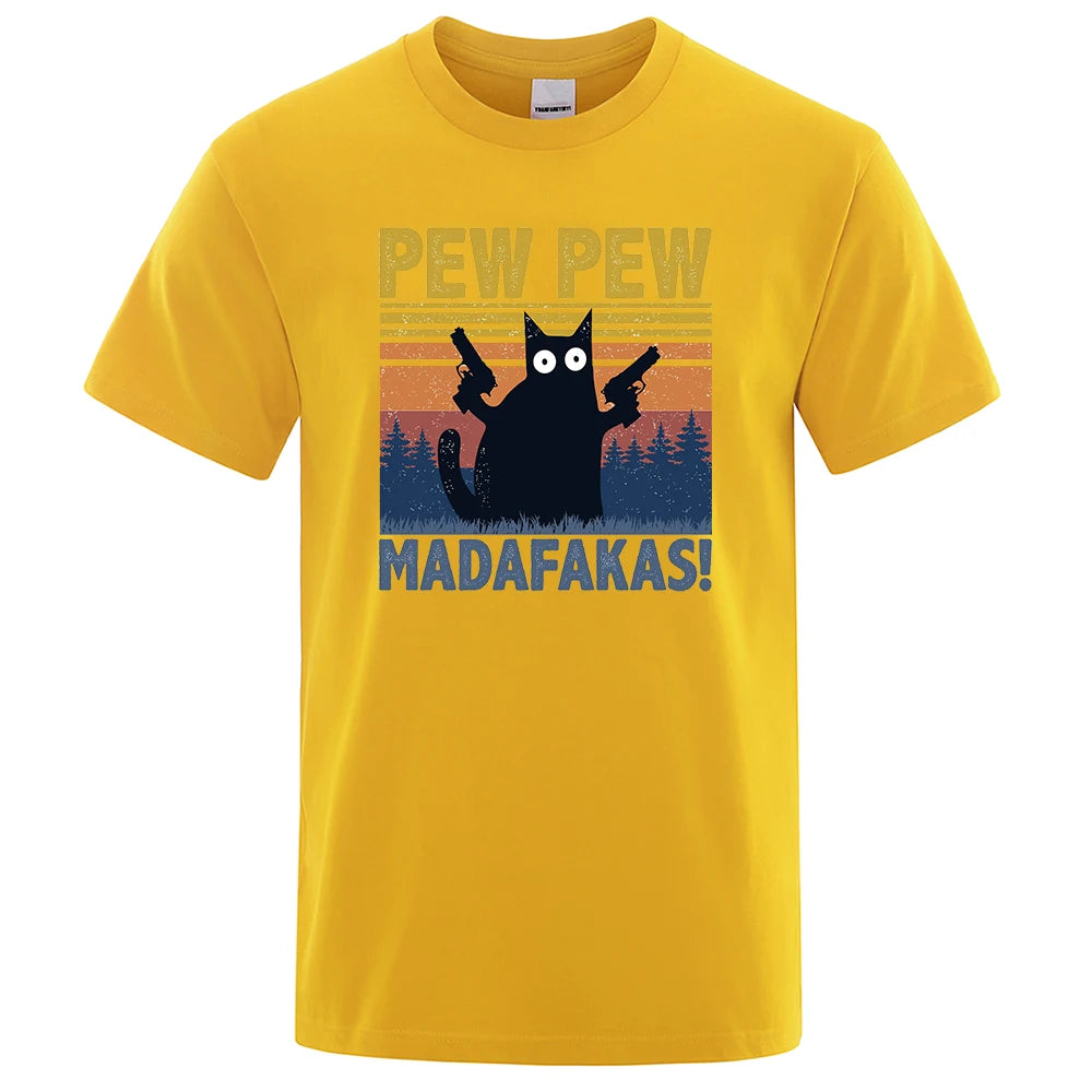 Pew Pew Madafakas" Cat T-Shirt