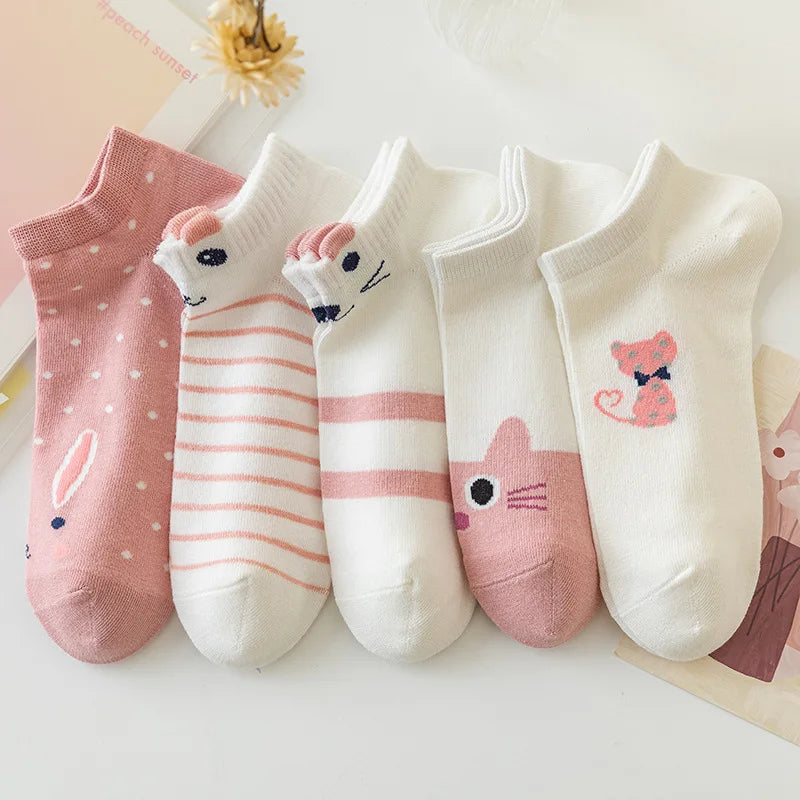 Cute Pink Cat Socks Set