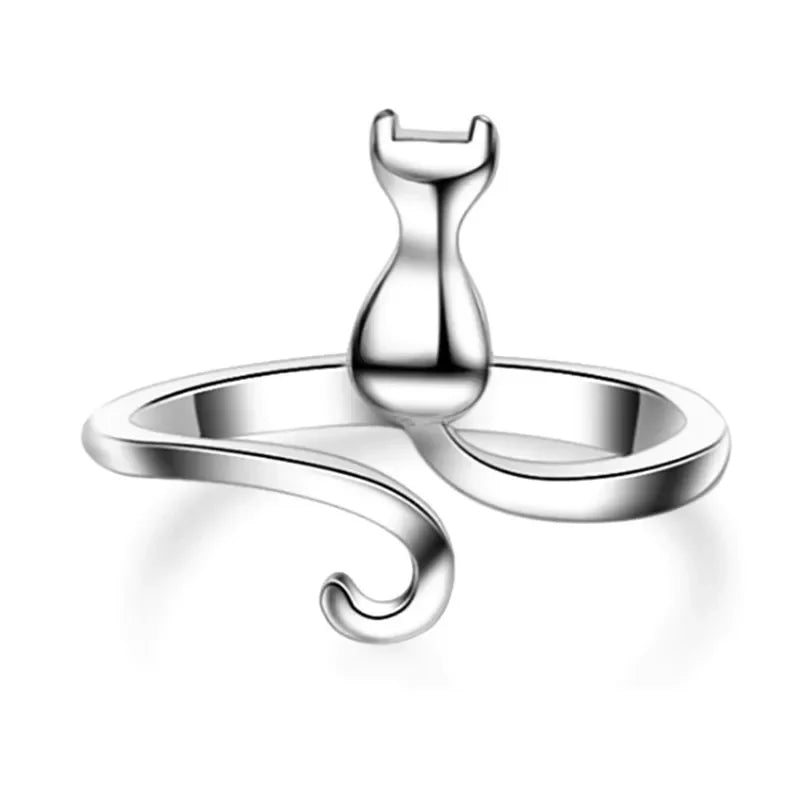 Sterling Silver Cat Engagement Ring