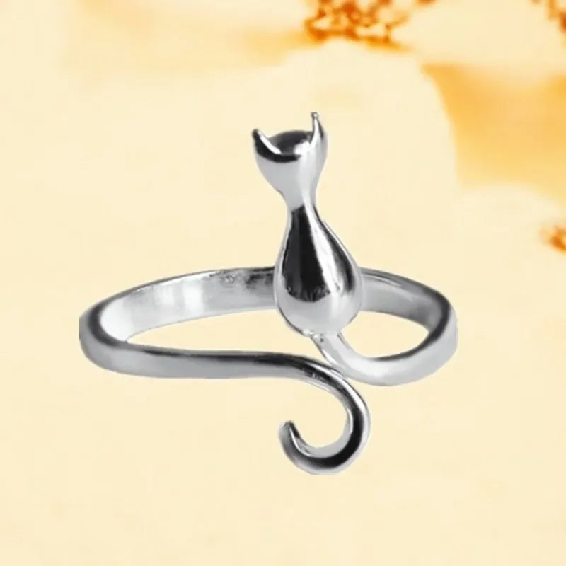 Sterling Silver Cat Engagement Ring