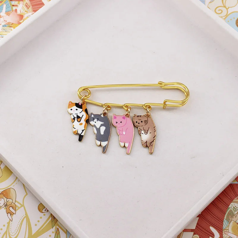 Cute Enamel Cat Brooch Pins