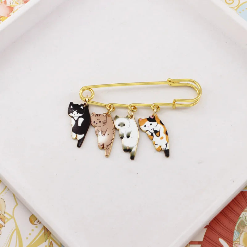 Cute Enamel Cat Brooch Pins