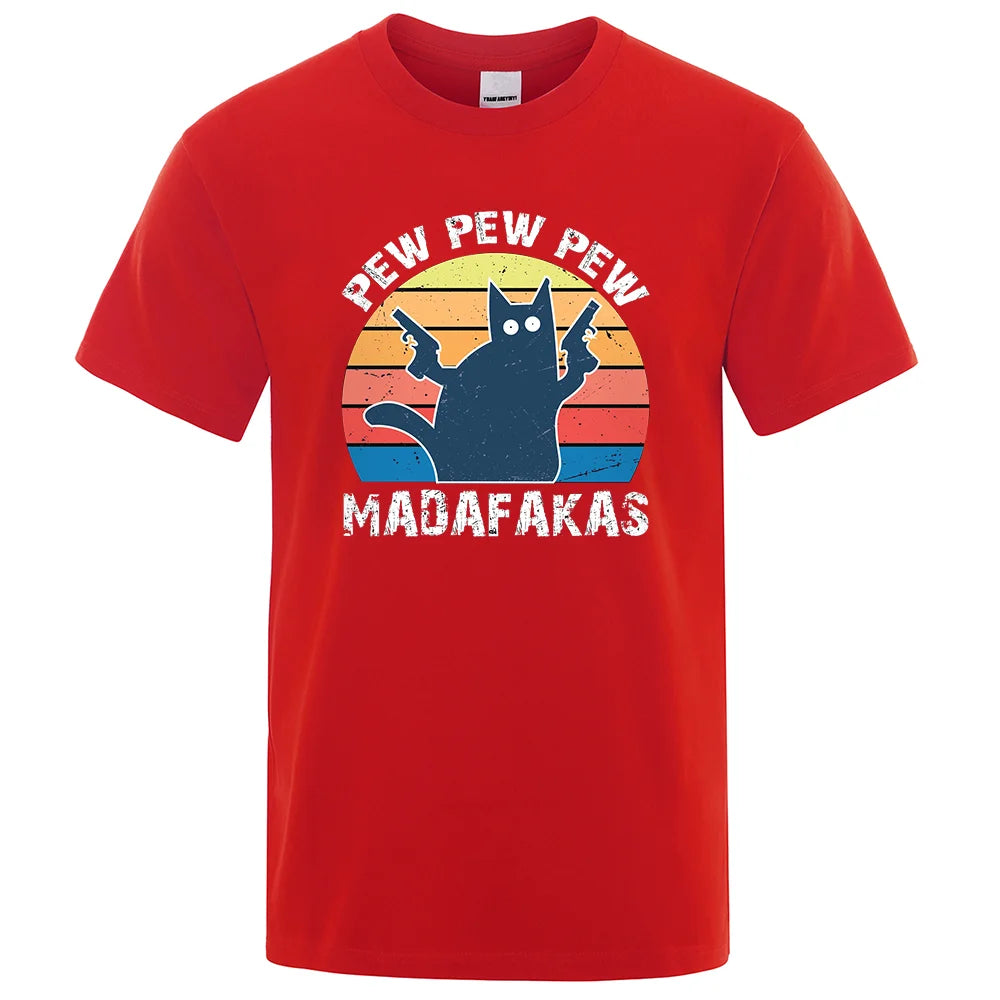 Pew Pew Madafakas" Cat T-Shirt