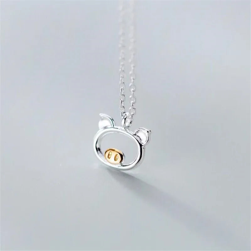 Cute Piglet Sterling Silver Necklace