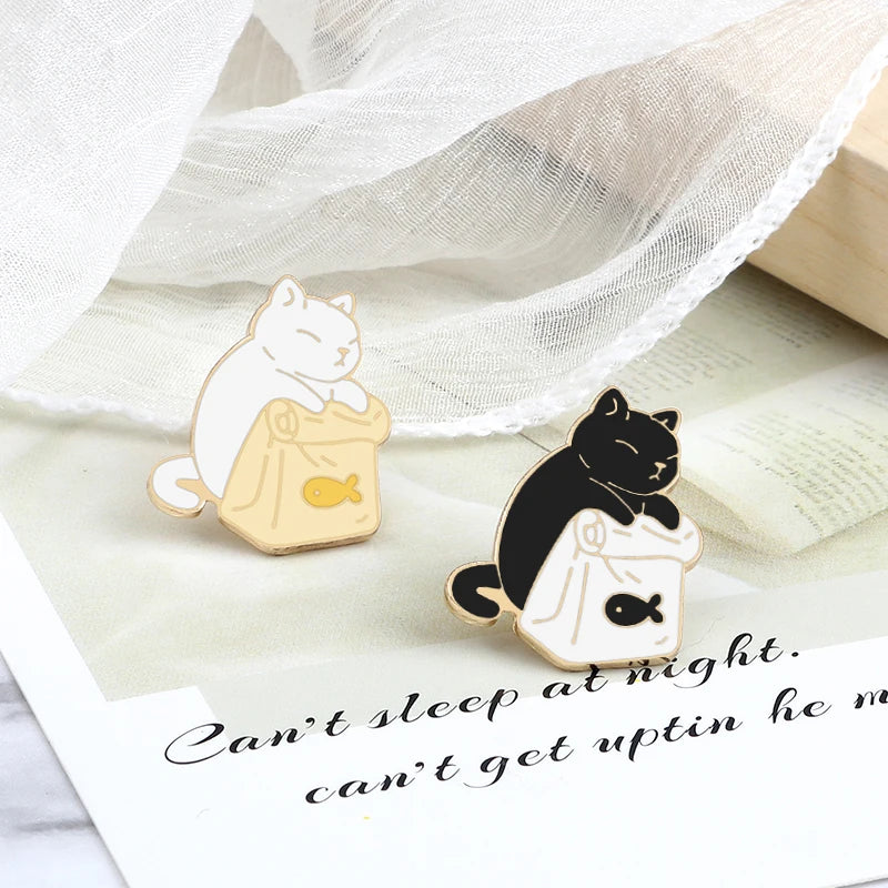 Black & White Cat Enamel Pin