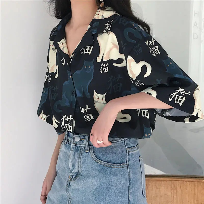 Vintage Cat Printed Women’s T-Shirt