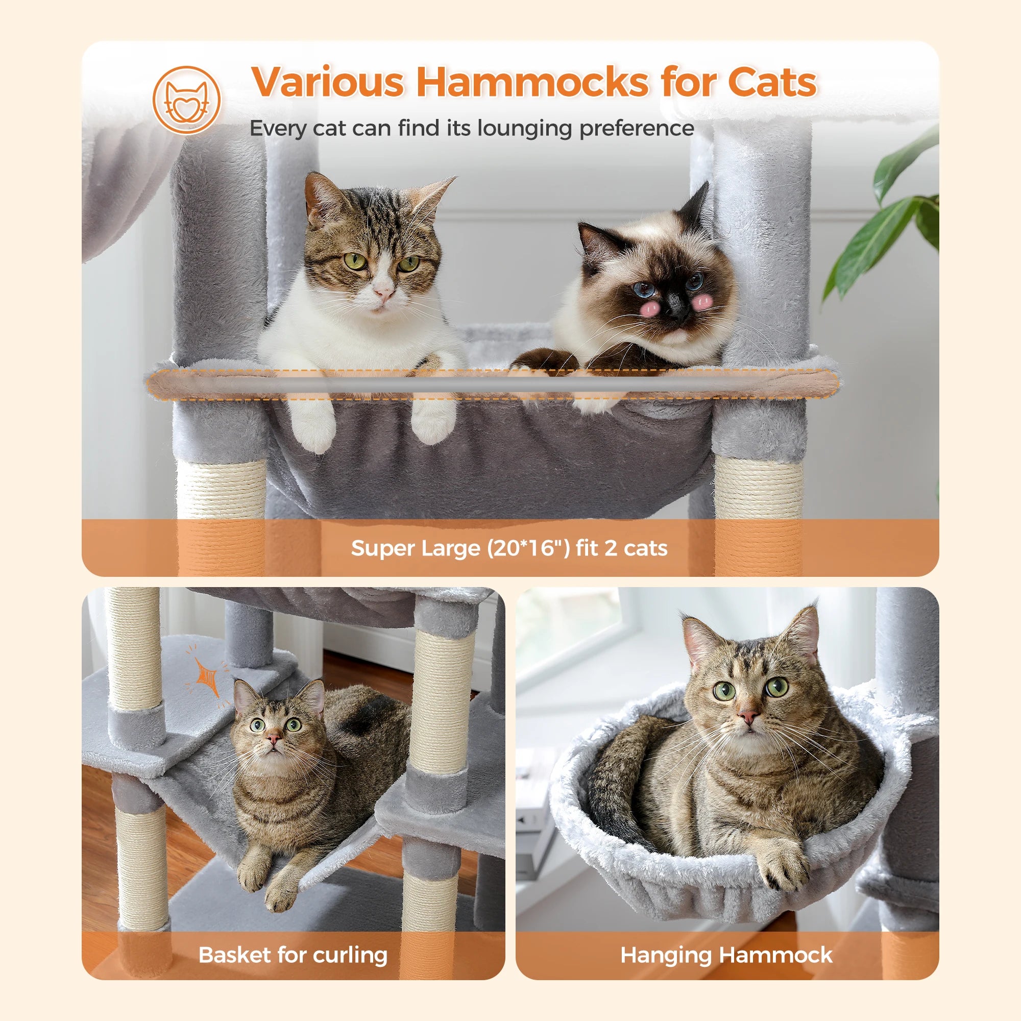 Large Cat Tree with Big Hammock
