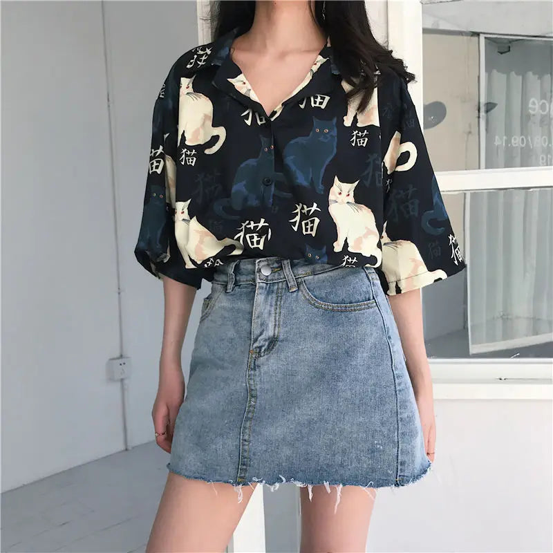Vintage Cat Printed Women’s T-Shirt