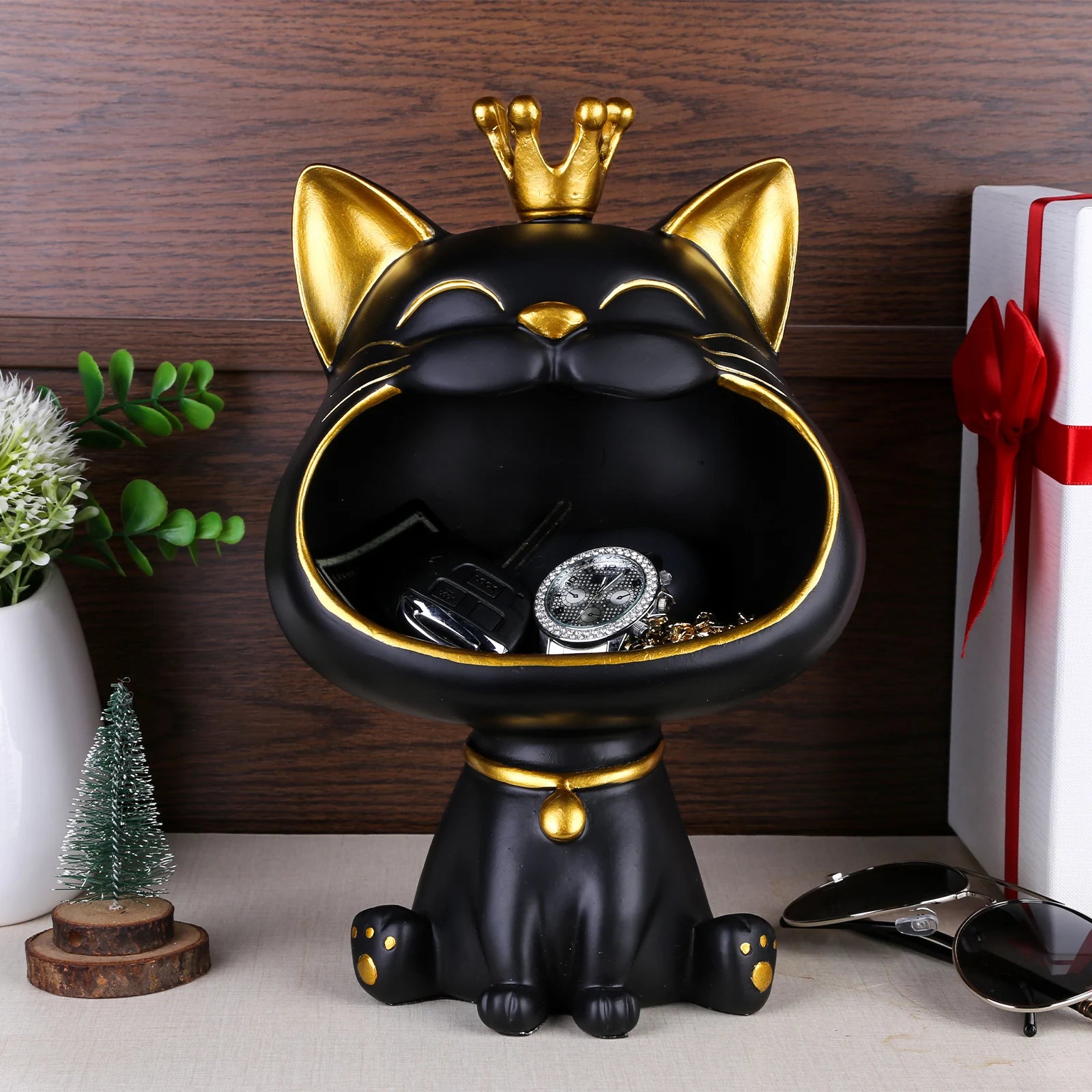 Lucky Cat Key Box Statue