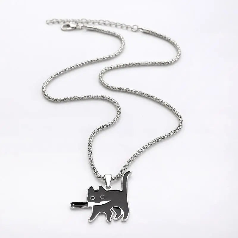 Hip Hop Knife Cat Necklace