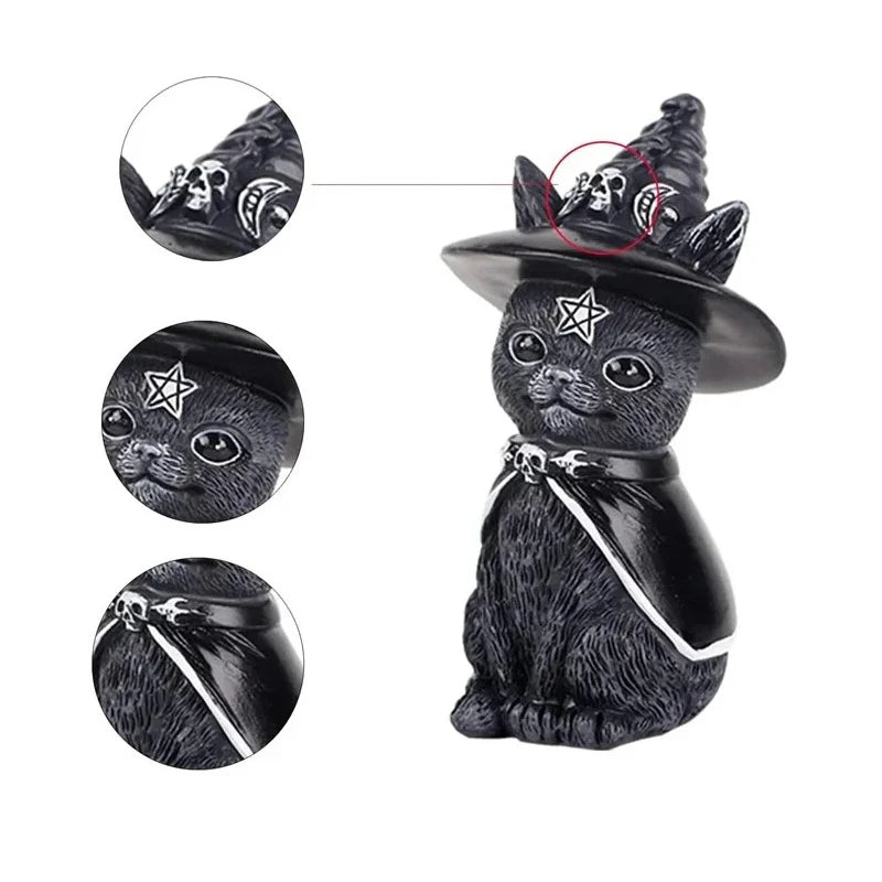 Black Cat Witch Figurine