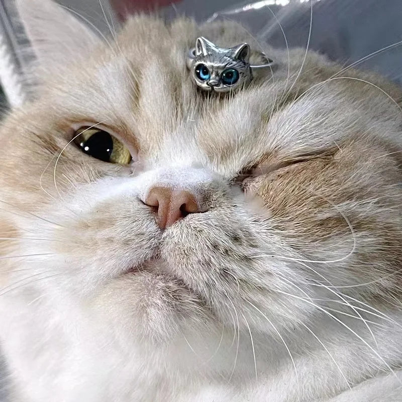 Cute Green Monster Cat Eyes Ring