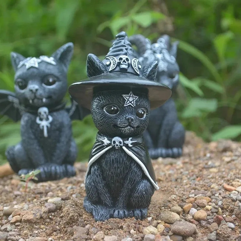 Black Cat Witch Figurine