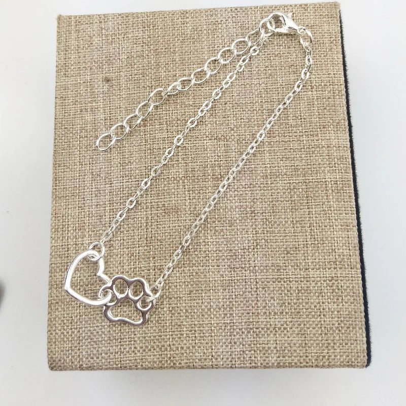 Hollow Heart Dog Paw Bracelet