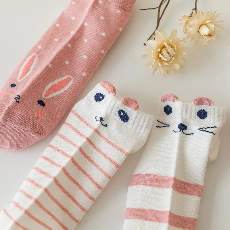 Cute Pink Cat Socks Set