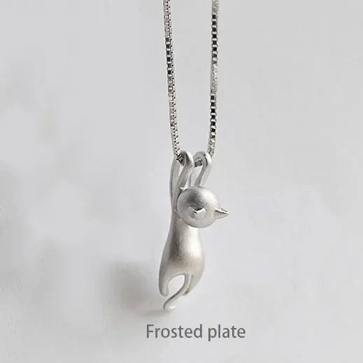 Sterling Silver Cute Cat Necklace