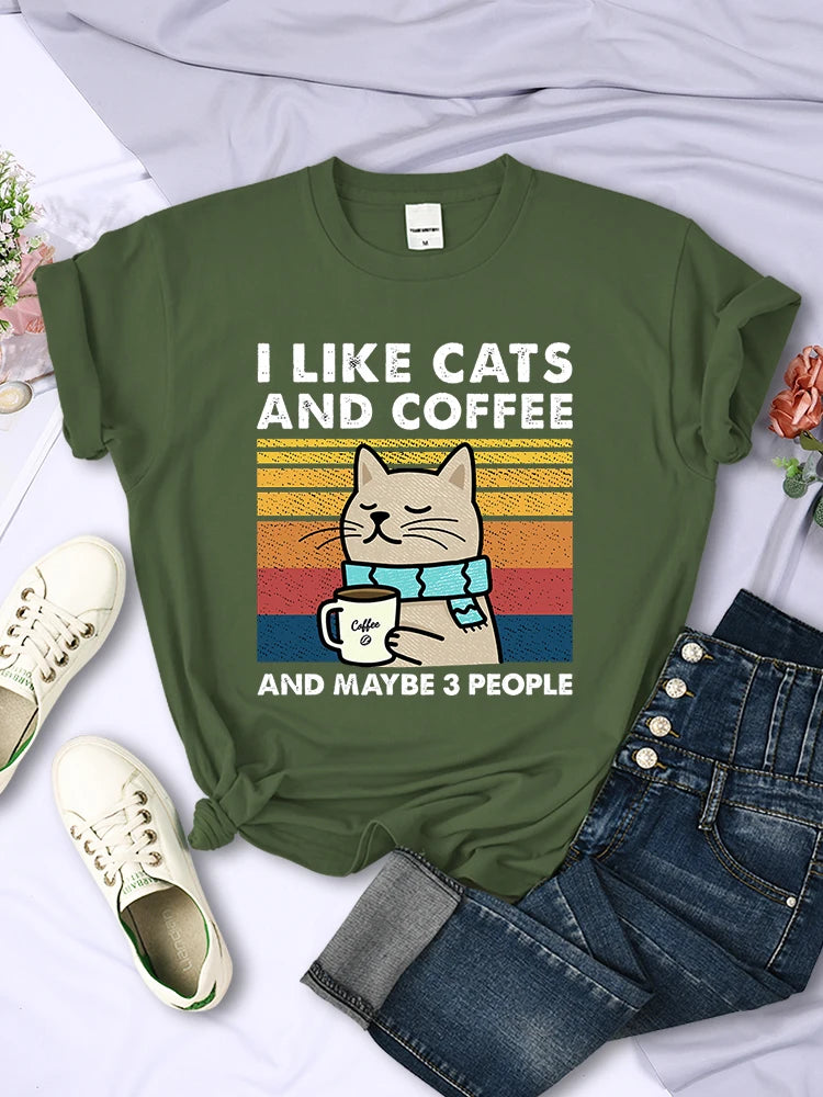 Cats & Coffee Graphic T-Shirt