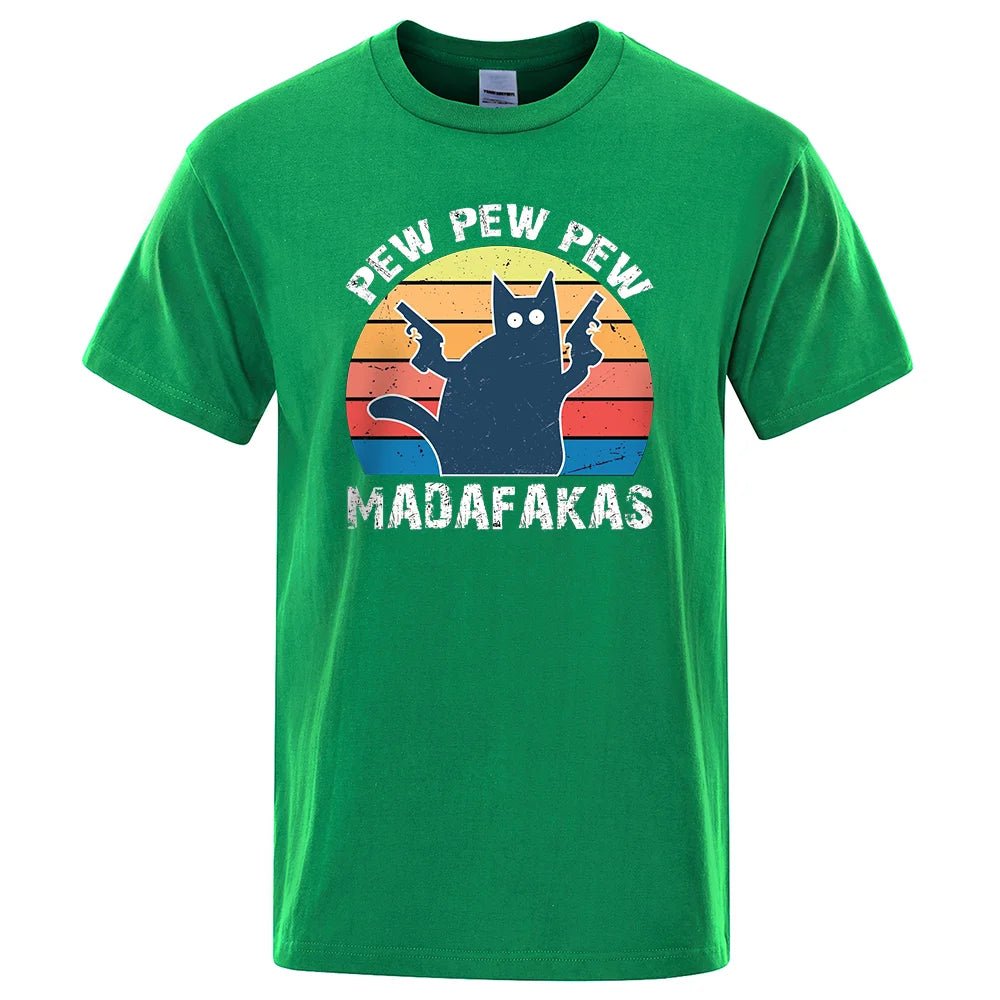 Pew Pew Madafakas" Cat T-Shirt