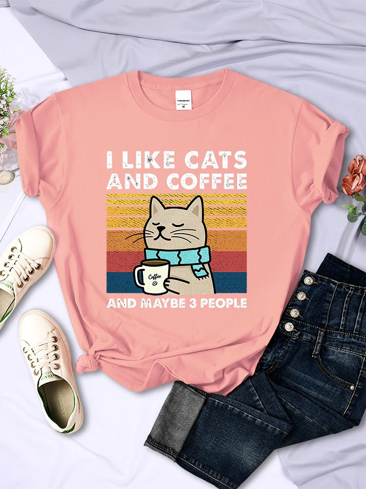 Cats & Coffee Graphic T-Shirt
