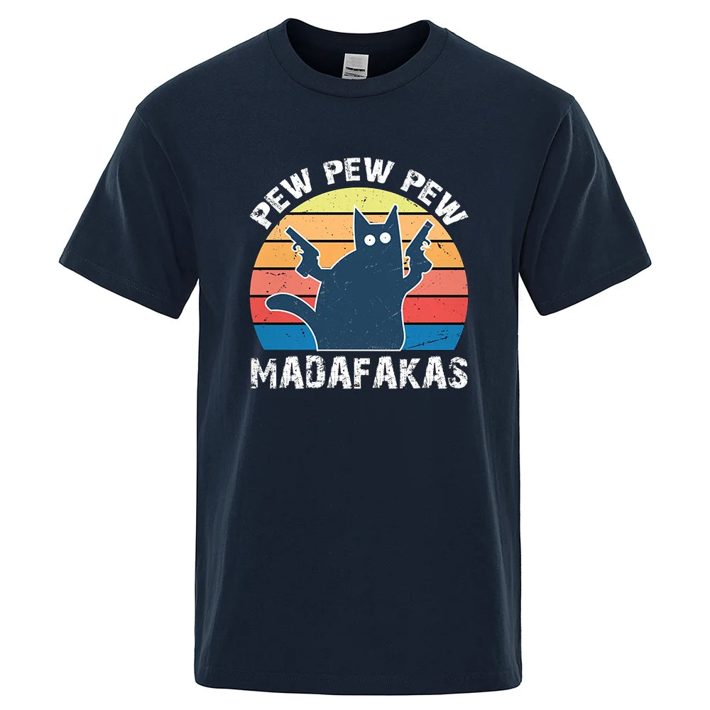 Pew Pew Madafakas" Cat T-Shirt