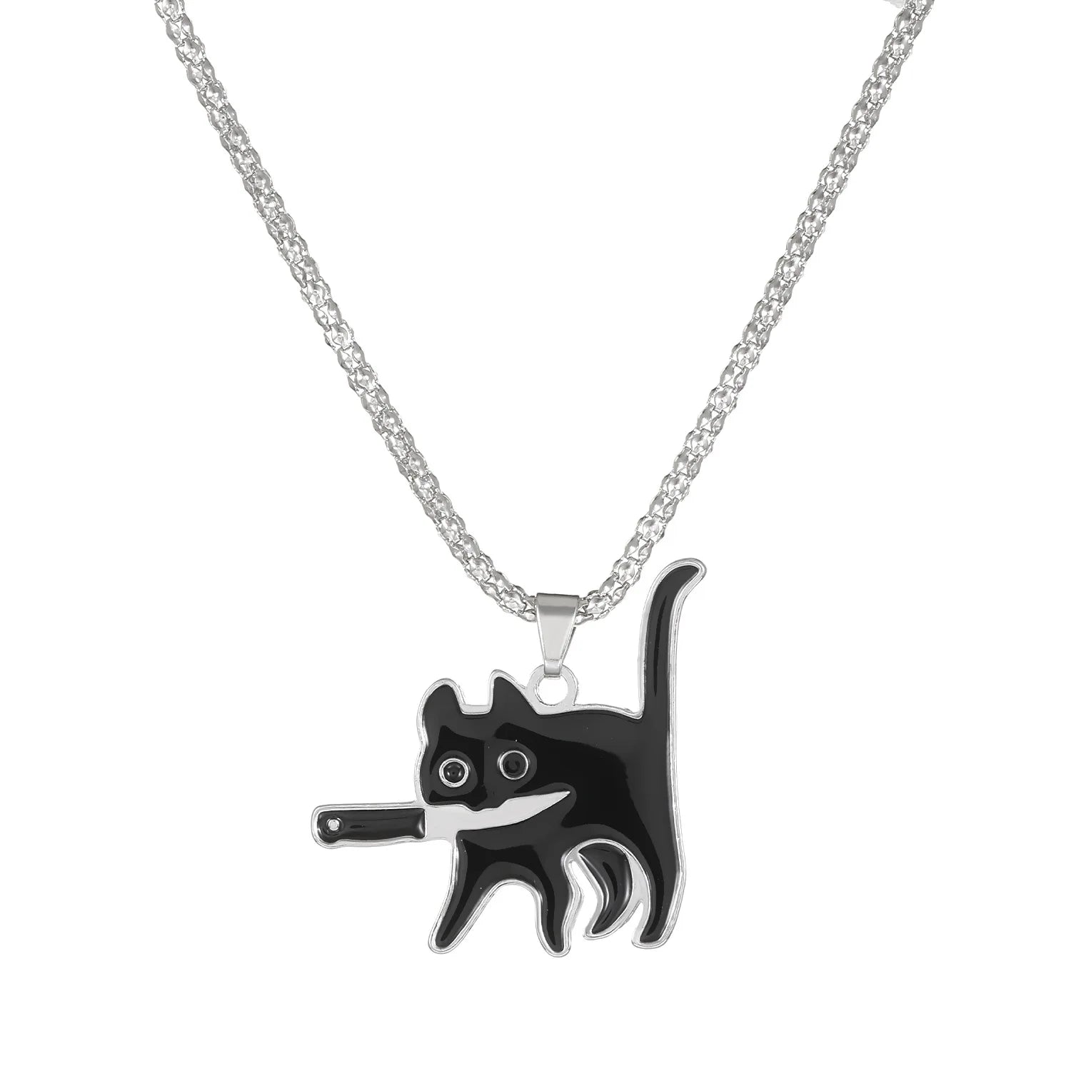Hip Hop Knife Cat Necklace