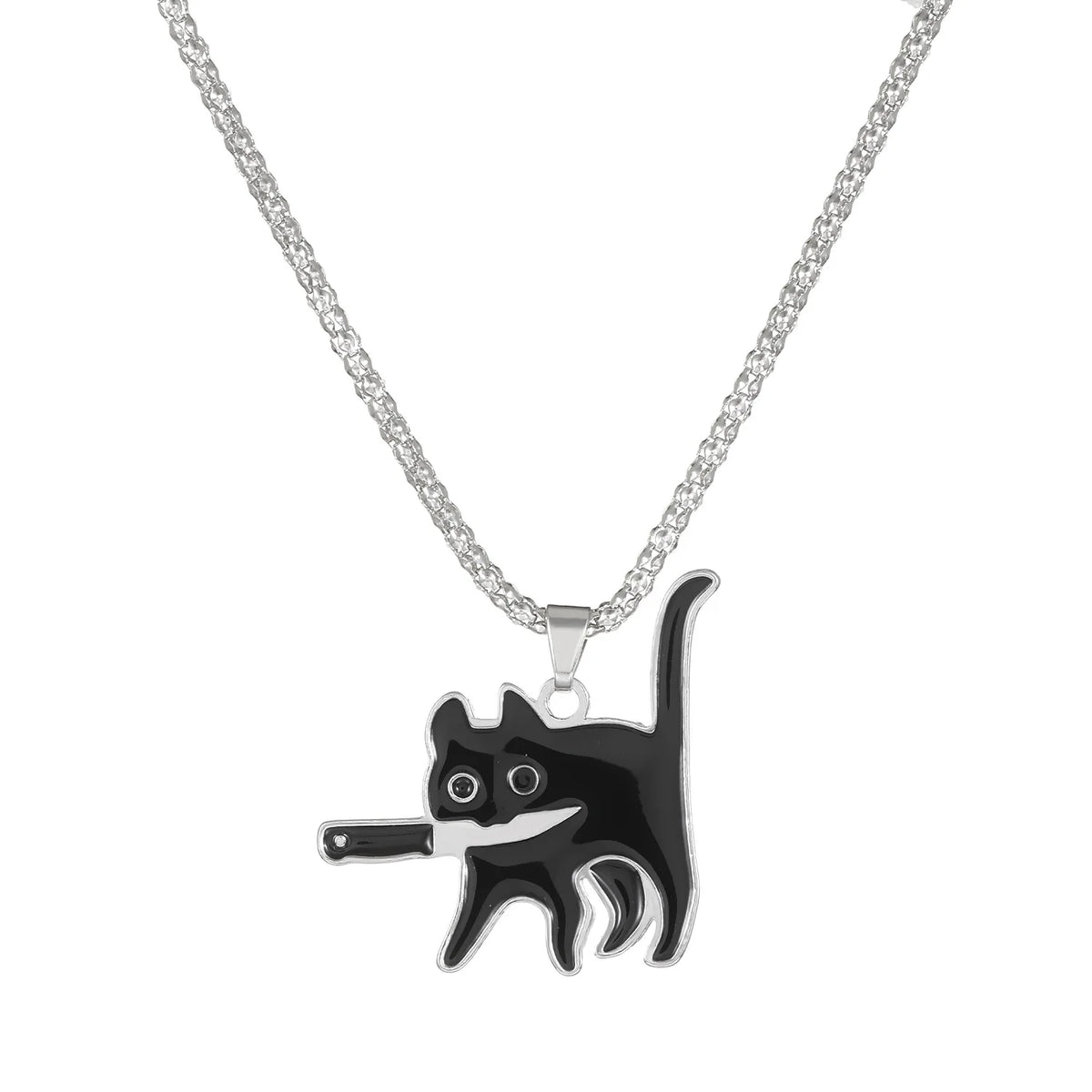 Hip Hop Knife Cat Necklace