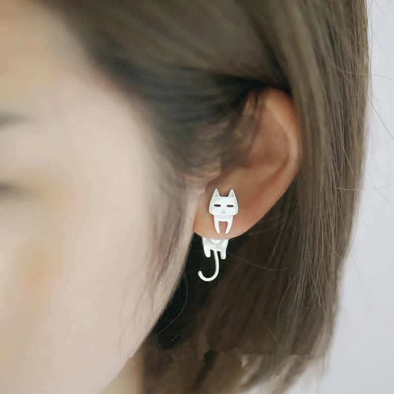 Sterling Silver Cat Fish Stud Earrings