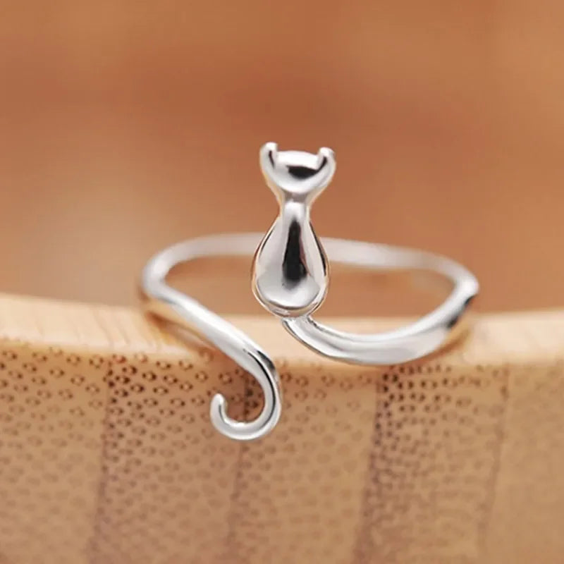 Sterling Silver Cat Engagement Ring