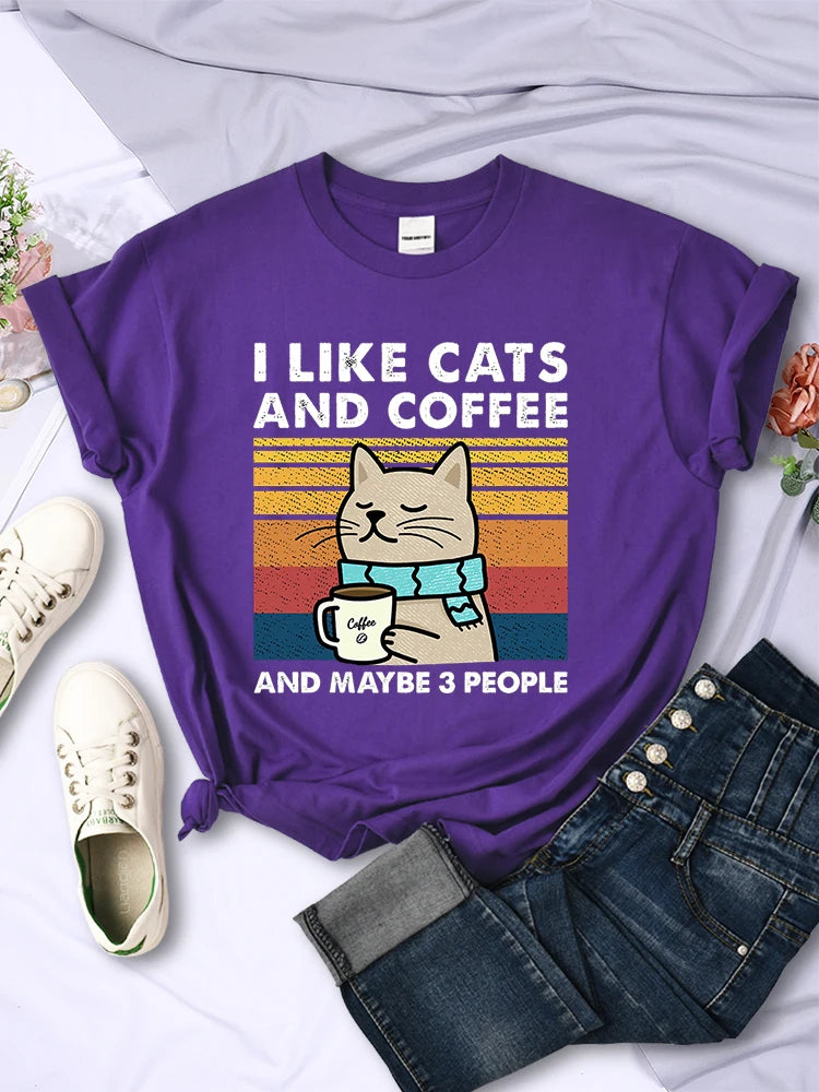 Cats & Coffee Graphic T-Shirt