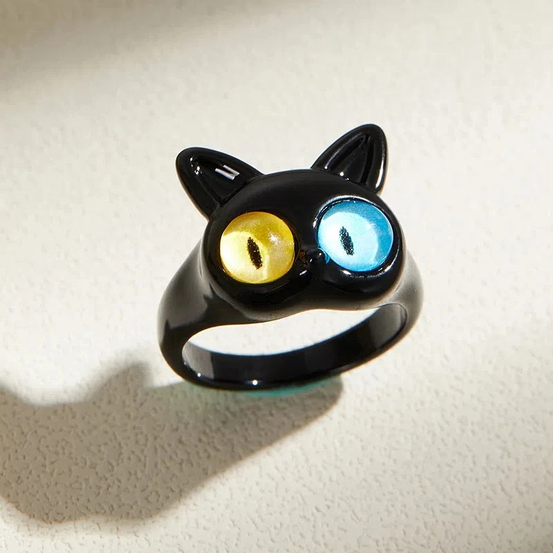 Cute Green Monster Cat Eyes Ring