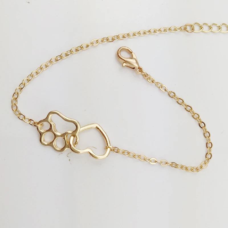 Hollow Heart Dog Paw Bracelet
